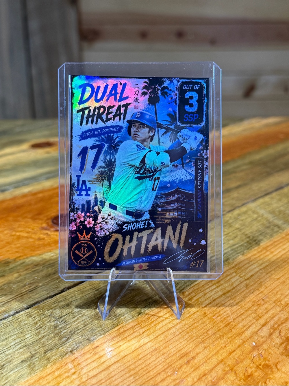 Shohei Ohtani Los Angeles Dodgers Dual Threat SSP/3 Custom Baseball Card